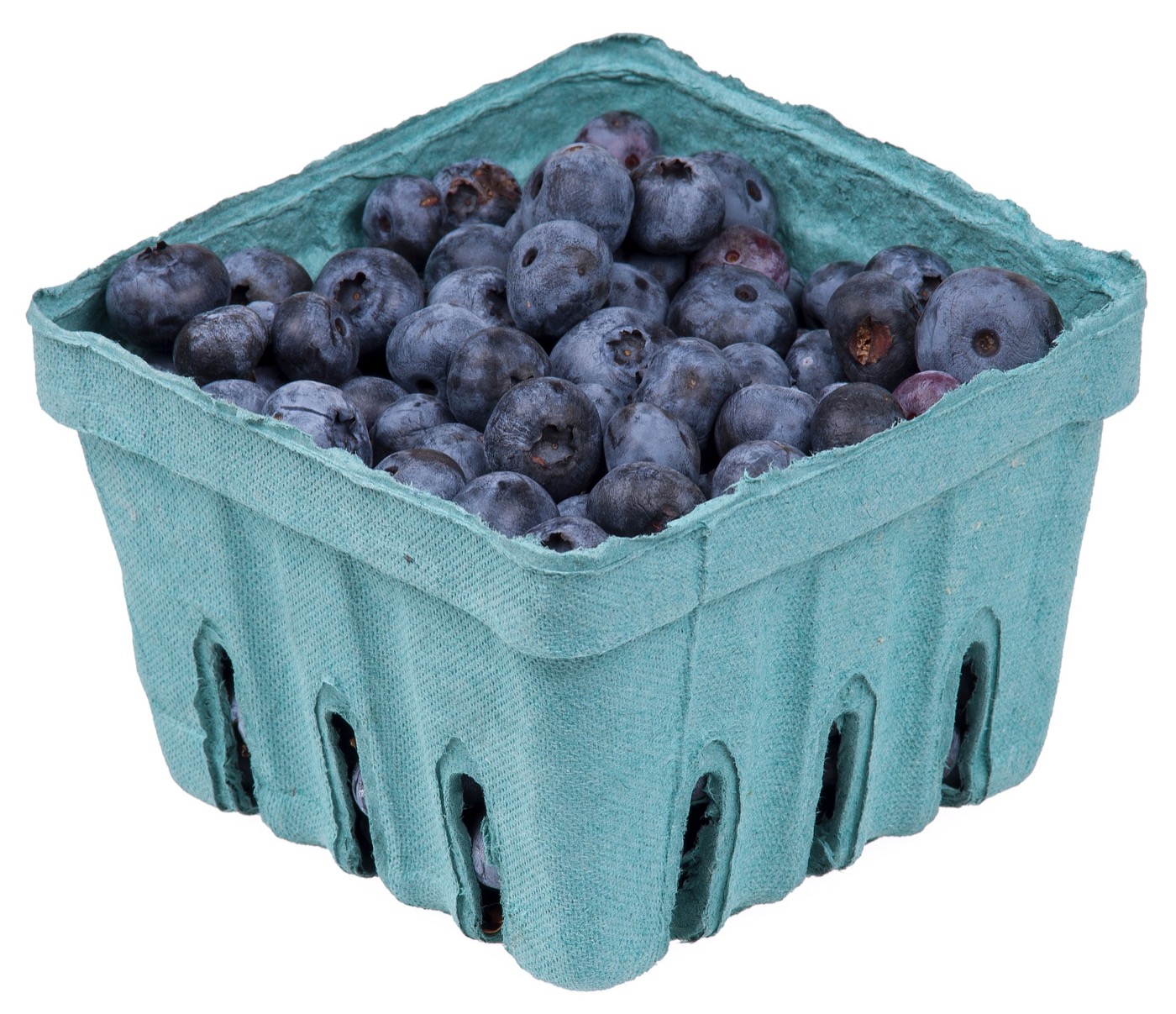 Fresh blueberries in a clear plastic pack