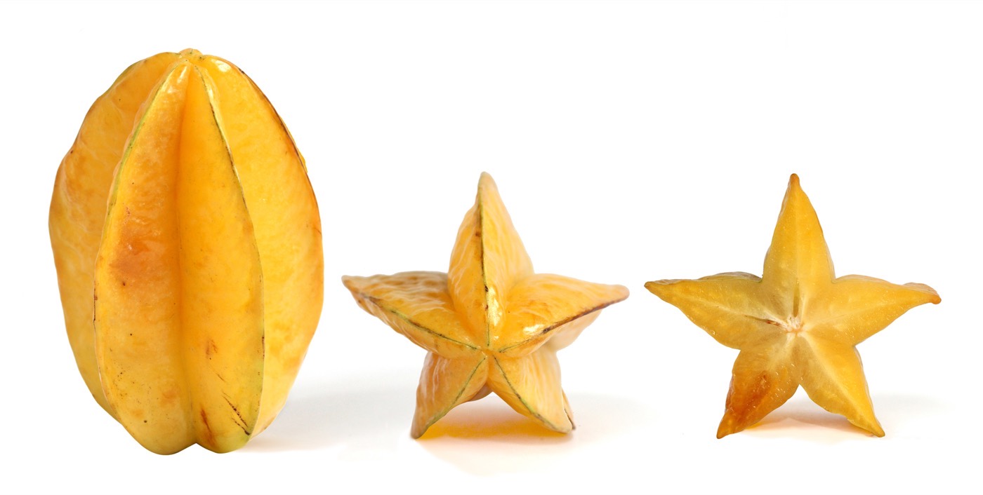A sliced carambola starfruit